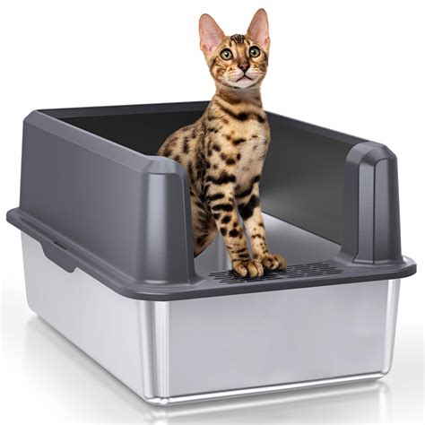 large steel litter box|metal litter box with lid.